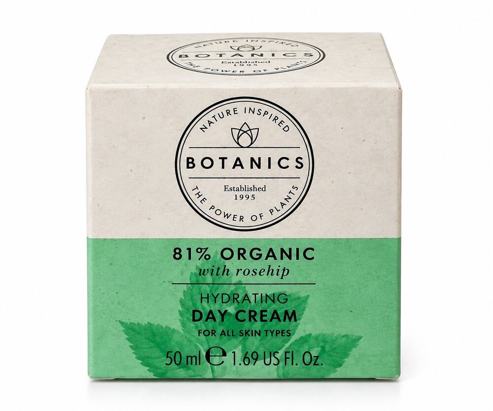 Botanics 81% Organic Rosehip Hydrating Day Cream All Skin Types 1.69 Oz, New